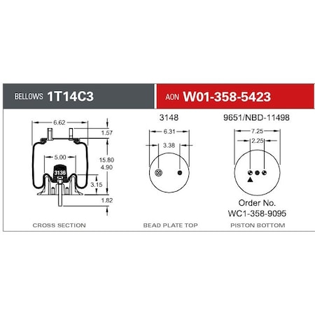 Firestone 1T14C3 RB 3/4CF 1/2ST PST STD NUT W013585423